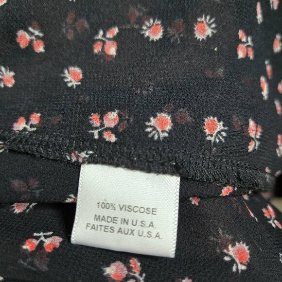 MISA Los Angeles Ruffle Button-Up Blouse Size Medium Black Floral Viscose - Picture 8 of 8